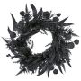Couronne artificielle d'eucalyptus et de fougère WELTO, pin, pommes de pin, noir, Ø60cm