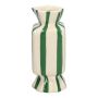 Vase soliflore carré en forme de bonbon AMIEL en céramique, avec des rayures verticales, vert-blanc, 9x9x20cm