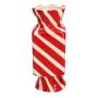 Vase soliflore carré en forme de bonbon AMIEL en céramique, avec des lignes obliques, rouge-blanc, 10x10x25cm