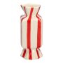 Vase soliflore carré en forme de bonbon AMIEL en céramique, avec des rayures verticales, rouge-blanc, 10x10x25cm
