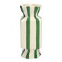 Vase soliflore carré en forme de bonbon AMIEL en céramique, avec des rayures verticales, vert-blanc, 10x10x25cm