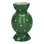 Vase soliflore bombé en forme de bonbon AMIEL en céramique, à pois, vert-blanc, 15cm, Ø8,5cm