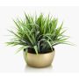 Roseau artificiel NIBORI, pot en céramique doré, vert, 35cm