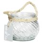 Lumière de table FIDELMA en verre, rainurée, transparente, 9cm, Ø11,5cm