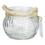 Bougeoir FIDELMA en verre, rainures ondulées, transparent, 9cm, Ø11,5cm