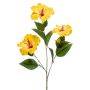 Branche d'hibiscus artificielle AMADOU avec fleurs, jaune, 80cm