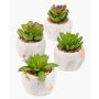 Succulentes artificielles LOYE dans un pot en marbre, 4 pièces, vert, 13-15cm