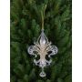Pendentif acrylique Lys héraldique AZARIEL, paillettes, transparent-or, 15cm