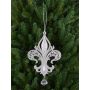 Pendentif acrylique, Feur de lys AZARIEL, paillettes, argent, 15cm