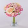Bouquet de fleurs artificielles FOUDILA, roses, hortensias, crème-rose, 25cm