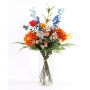 Bouquet estival artificiel LOLANA, delphinium, orange-bleu, 70cm, Ø50cm