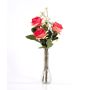 Bouquet de roses artificielles SIMONY, avec feuilles, saumon, 45cm, Ø20cm