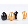 Bougies en forme d'œuf de Pâques LEONITA, lot de 6, or-noir-ivoire, 6cm, 4,5cm, 7h - Fabriquées en Allemagne