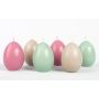 Bougies en forme d'œuf de Pâques LEONITA, lot de 6, vieux rose-gris-menthe, 6 cm, 4,5 cm, 7 h - Fabriquées en Allemagne