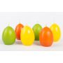 Bougies en forme d'œuf de Pâques LEONITA, lot de 6, jaune-orange-vert, 6 cm, 4,5 cm, 7 h - Fabriquées en Allemagne