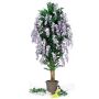 Glycine décorative MALENKA, troncs naturels, avec des fleurs, lilas, 200cm - Made in Italy