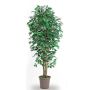 Ficus Benjamina décoratif LEONORET, troncs en bois véritable, vert-blanc, 275cm - Made in Italy
