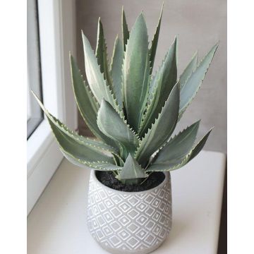 Agave americana artificiel HEDI en pot en terre cuite, vert, 35cm