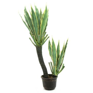 Agave en plastique GRIZELDA, tronc artificiel, pot décoratif, vert-jaune, 160cm