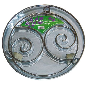 Sous-pot rond DUNIK en plastique, motif roulettes, gris, 9cm, Ø32cm