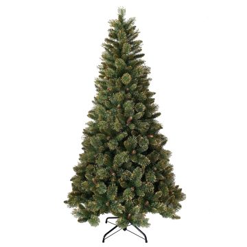 Sapin artificiel TORRANCE SPEED, cônes, vert, pointes dorées, 180cm, Ø95cm
