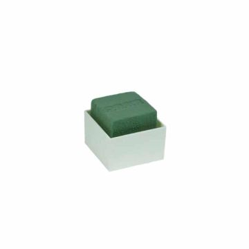 OASIS® Mousse florale humide rectangulaire pour des compositions florales, dans une coupe en plastique, vert-crème, 6x6x5,5cm