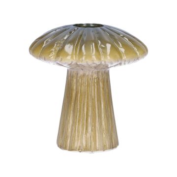 Vase pour fleurs RAIMUNDE en céramique, en forme de champignon, rainures, vert, 9,5cm, Ø9cm Vase pour fleurs RAIMUNDE en céramique, en forme de champignon, rainures, vert, 9,5cm, Ø9cm