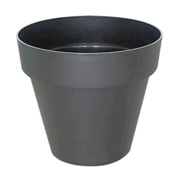 Pot de fleurs rond VINAYA en plastique, avec des trous, anthracite, 27cm, Ø30cm