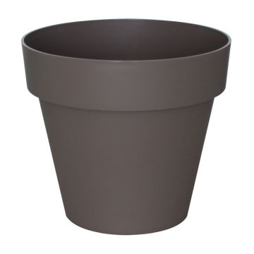 Pot de fleurs rond VINAYA en plastique, avec des trous, taupe, 22,5cm, Ø25cm