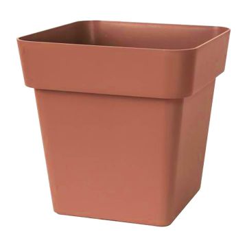Pot de fleurs carré VINAYA en plastique, avec des trous, terracotta, 40x40x40cm Pot de fleurs carré VINAYA en plastique, avec des trous, terracotta, 40x40x40cm