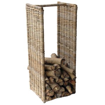 Panier en rotin LUMIRA pour bois de chauffage, marron-gris, 42 x 36 x 100 cm Panier en rotin LUMIRA pour bois de chauffage, marron-gris, 42 x 36 x 100 cm