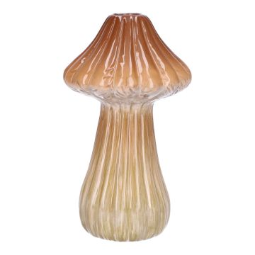 Vase à fleurs RATBURGA, en forme de champignon, céramique, rainures, brun-beige, 16cm, Ø9cm Vase à fleurs RATBURGA, en forme de champignon, céramique, rainures, brun-beige, 16cm, Ø9cm