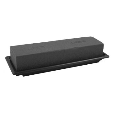 OASIS® Black Ideal Mousse florale humide rectangulaire pour des compositions florales, dans une coupe en papier composite, noir, 25x9x5cm OASIS® Black Ideal Mousse florale humide rectangulaire pour des compositions florales, dans une coupe en papier composite, noir, 25x9x5cm