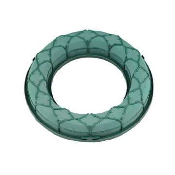 OASIS® Idéal Mousse florale humide en forme d'anneau avec un fond en plastique, grille, vert, 4cm, Ø27cm