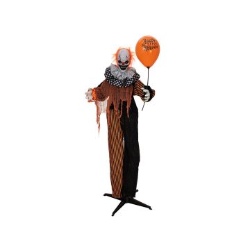 Halloween Décoration Clown d'horreur MAMORUN, ballon de baudruche, fonction sonore et mouvement, LEDs, 80x40x170cm