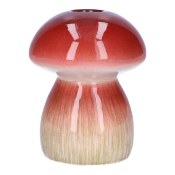 Vase en céramique REFELINDE, en forme de champignon, rouge-beige, 12cm, Ø9,5cm Vase en céramique REFELINDE, en forme de champignon, rouge-beige, 12cm, Ø9,5cm