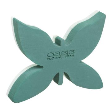 OASIS® Mousse florale en forme de papillon pour des fleurs fraîches, fond en mousse rigide de polystyrène, vert, 34,5x27,5x6cm