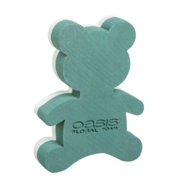 OASIS® Mousse florale en forme d'ours en peluche pour de fleurs fraîches, fond en mousse rigide de polystyrène, vert, 30x22x6cm