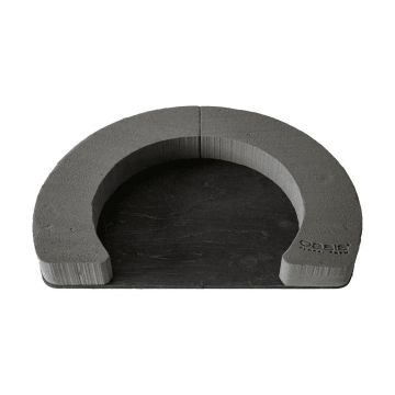 OASIS® Black Ideal Mousse florale humide en forme de couronne ouverte , support en bois Bioline, noir, 5cm, Ø40cm