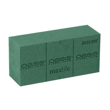 OASIS® Instant Maxlife Brique de mousse florale humide avec lignes de découpe, vert, 23x11x7,5cm