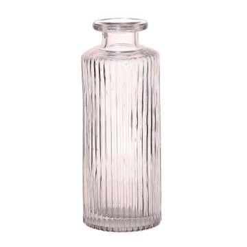 Vase en verre EMANUELA, motif de rainures, transparent, 13,2cm, Ø5,2cm Vase en verre EMANUELA, motif de rainures, transparent, 13,2cm, Ø5,2cm
