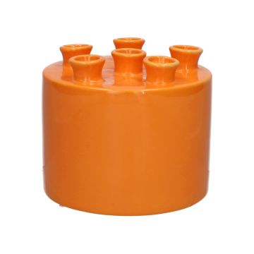 Vase dolomite VIVIANNE à 6 ouvertures, orange, 14,3cm, Ø17cm Vase dolomite VIVIANNE à 6 ouvertures, orange, 14,3cm, Ø17cm