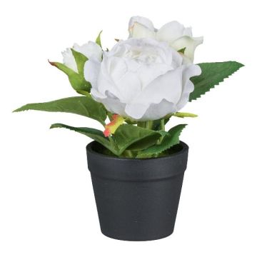 Fleur artificielle Rose BRALDER en pot décoratif, blanc, 14cm Fleur artificielle Rose BRALDER en pot décoratif, blanc, 14cm