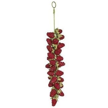 Pendentif artificiel framboise THEOPHANIA, rouge, 30 cm