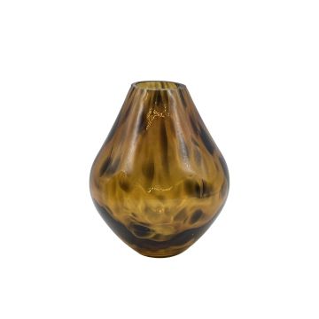 Vase à fleurs RUSSELL, en verre, ventru, motif léopard, marron-transparent, 15 cm, Ø 12 cm Vase à fleurs RUSSELL, en verre, ventru, motif léopard, marron-transparent, 15 cm, Ø 12 cm