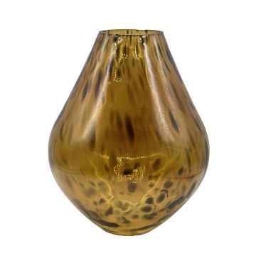 Vase à fleurs RUSSELL, en verre, ventru, motif léopard, marron-transparent, 28 cm, Ø 23 cm Vase à fleurs RUSSELL, en verre, ventru, motif léopard, marron-transparent, 28 cm, Ø 23 cm