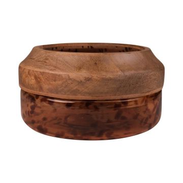 Coupe décorative RUSSELL en bois de manguier et verre, motif léopard, marron-transparent, 15,5 cm, Ø 30 cm Coupe décorative RUSSELL en bois de manguier et verre, motif léopard, marron-transparent, 15,5 cm, Ø 30 cm