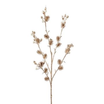 Branche de chardon boule décorative FRONKA avec des perles, champagne, 65cm Branche de chardon boule décorative FRONKA avec des perles, champagne, 65cm