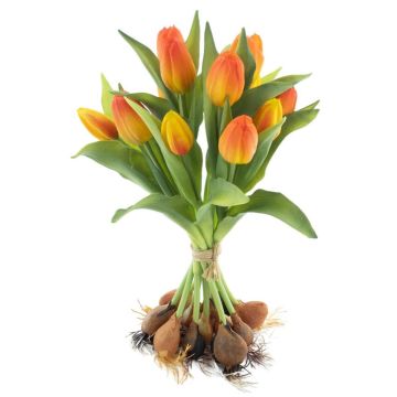Bouquet de tulipes artificielles LONA avec des bulbes, orange-jaune, 35cm, Ø25cm Bouquet de tulipes artificielles LONA avec des bulbes, orange-jaune, 35cm, Ø25cm
