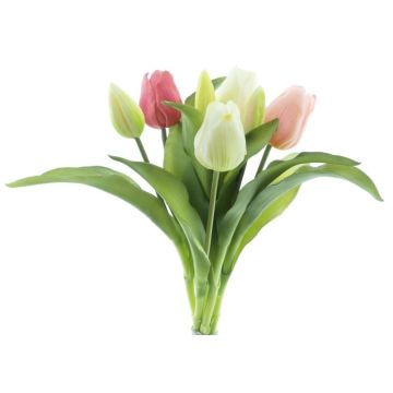 Bouquet de tulipes artificielles LONA, crème-rose-fuchsia, 30cm, Ø20cm